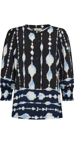 Aby bluse med print black v. navy blazer