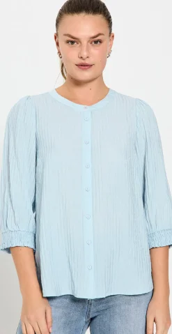 Aby bluse med struktur chambray blue