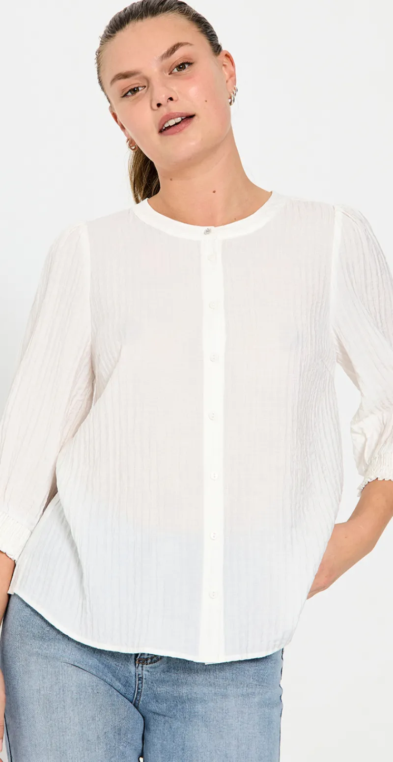 Aby bluse med struktur off-white