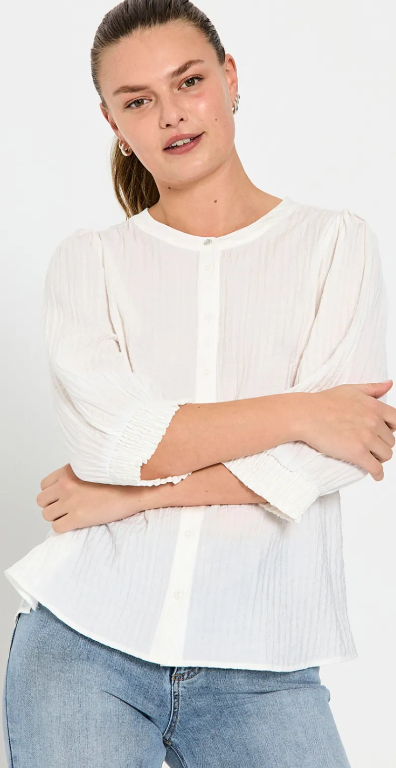 Aby bluse med struktur off-white