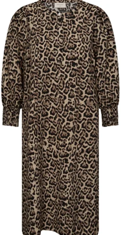 Aby kjole med leoprint oxford tan