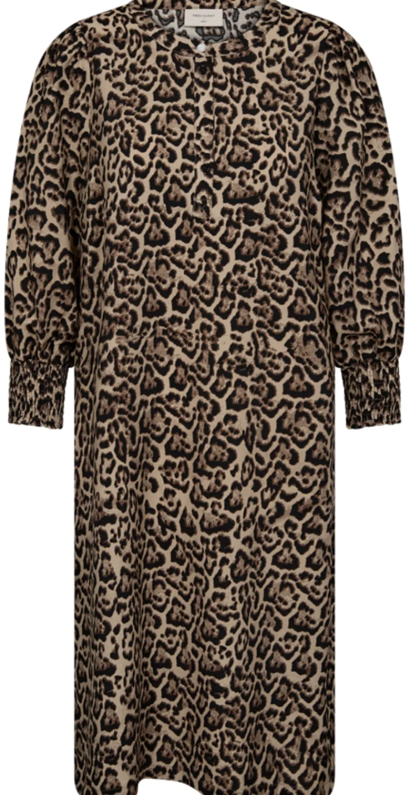 Aby kjole med leoprint oxford tan