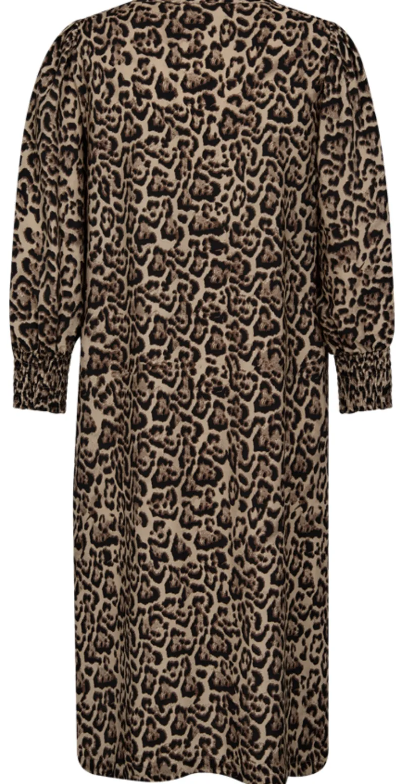Aby kjole med leoprint oxford tan