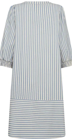 Aby kjole med striber blå w. off-white
