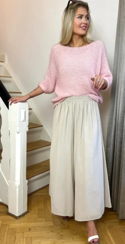 Alida fløjlsbukser med brede ben sand LikeLondon