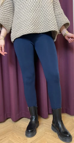Aline leggings med fleece navy Likelondon