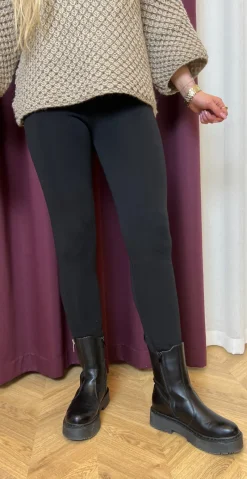 Aline leggings med fleece sort Likelondon