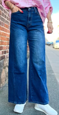 Angela bukser med vidde mørk denim LikeLondon