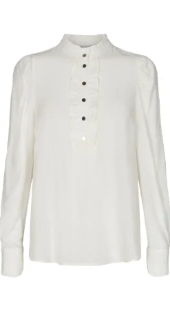 April bluse med flæse off white