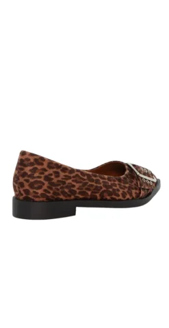 Ballerina med leopardprint og spænde brun