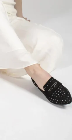 Ballerina-loafers med nitter sort