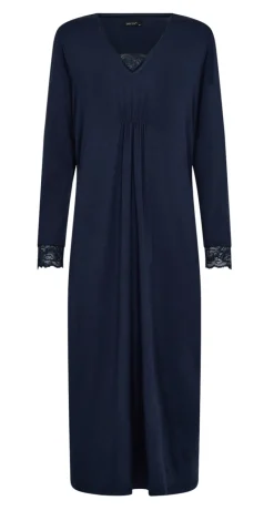Bambus natkjole med blonde navy