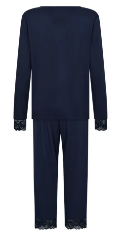 Bambus pyjamas sæt med blonde navy