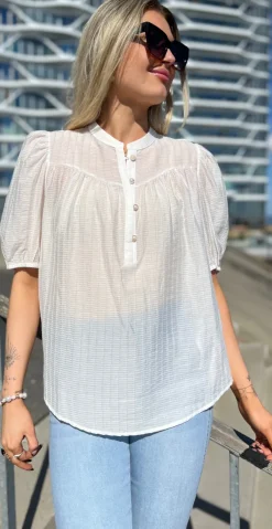 Bella bluse med knapdetaljer off-white
