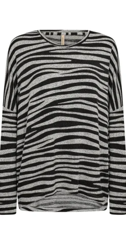 Bluse med dyreprint sort/grå