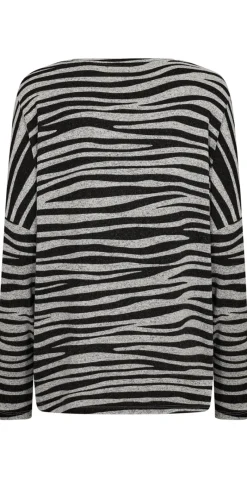 Bluse med dyreprint sort/grå