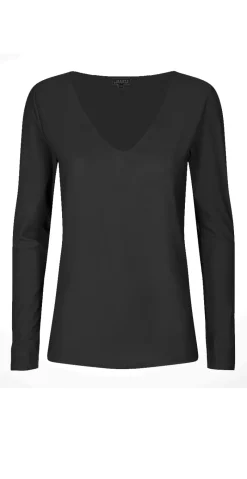 Bluse med v-hals sort