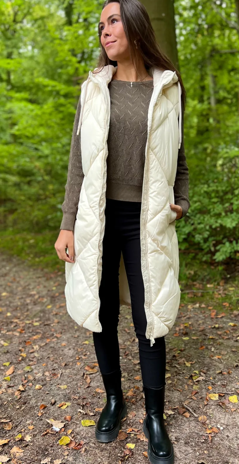 Bomina vest med lynlås birch