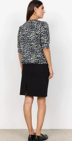 Bree bluse med leopardprint sort