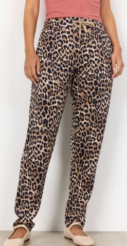 Bree bukser med leopardprint camel