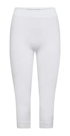 Capri leggings med blondekant hvid