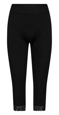 Capri leggings med blondekant sort