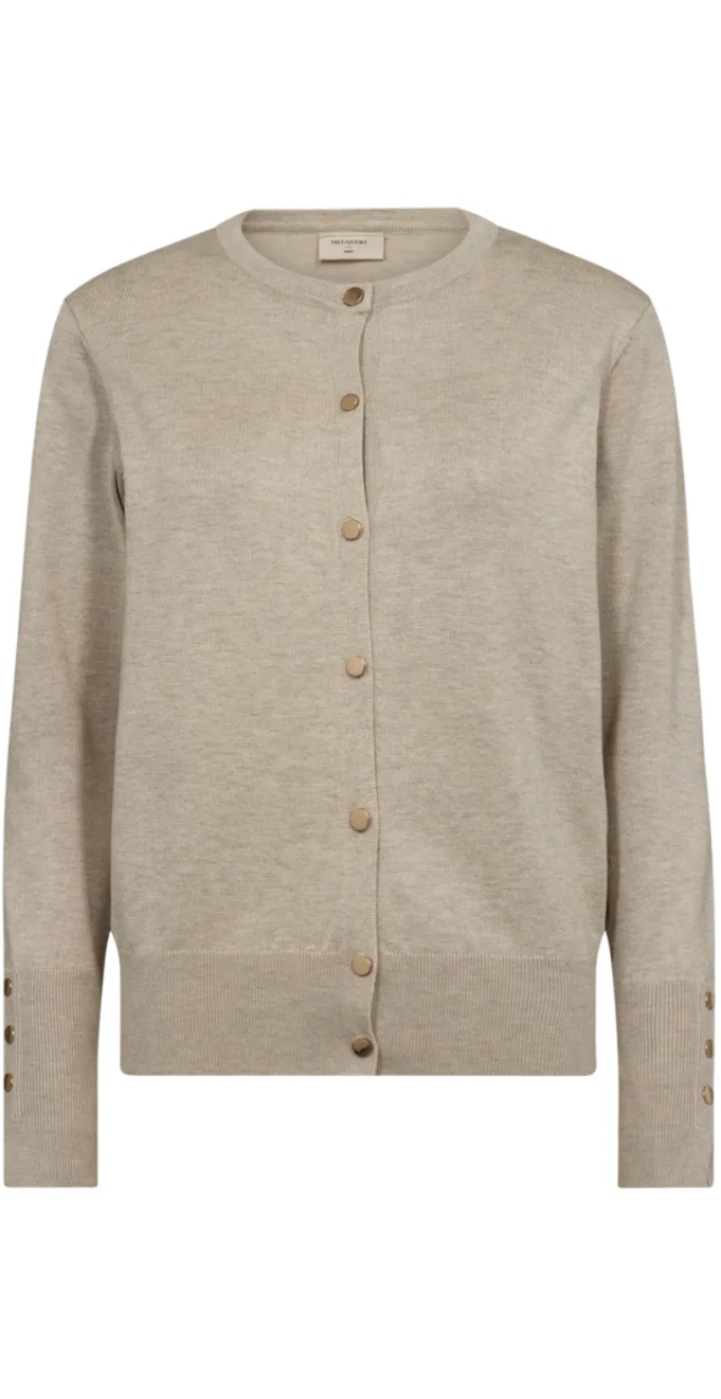 Cardigan med guld knapper moonbeam melange