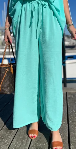 Cassie bukser med snøre mint LikeLondon