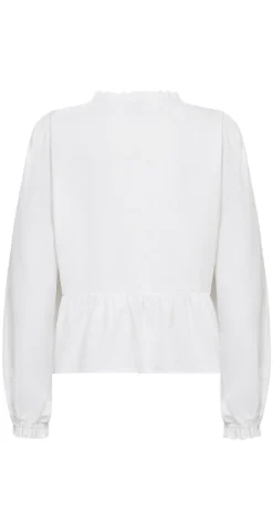 Celeste bluse med smock og v-hals hvid
