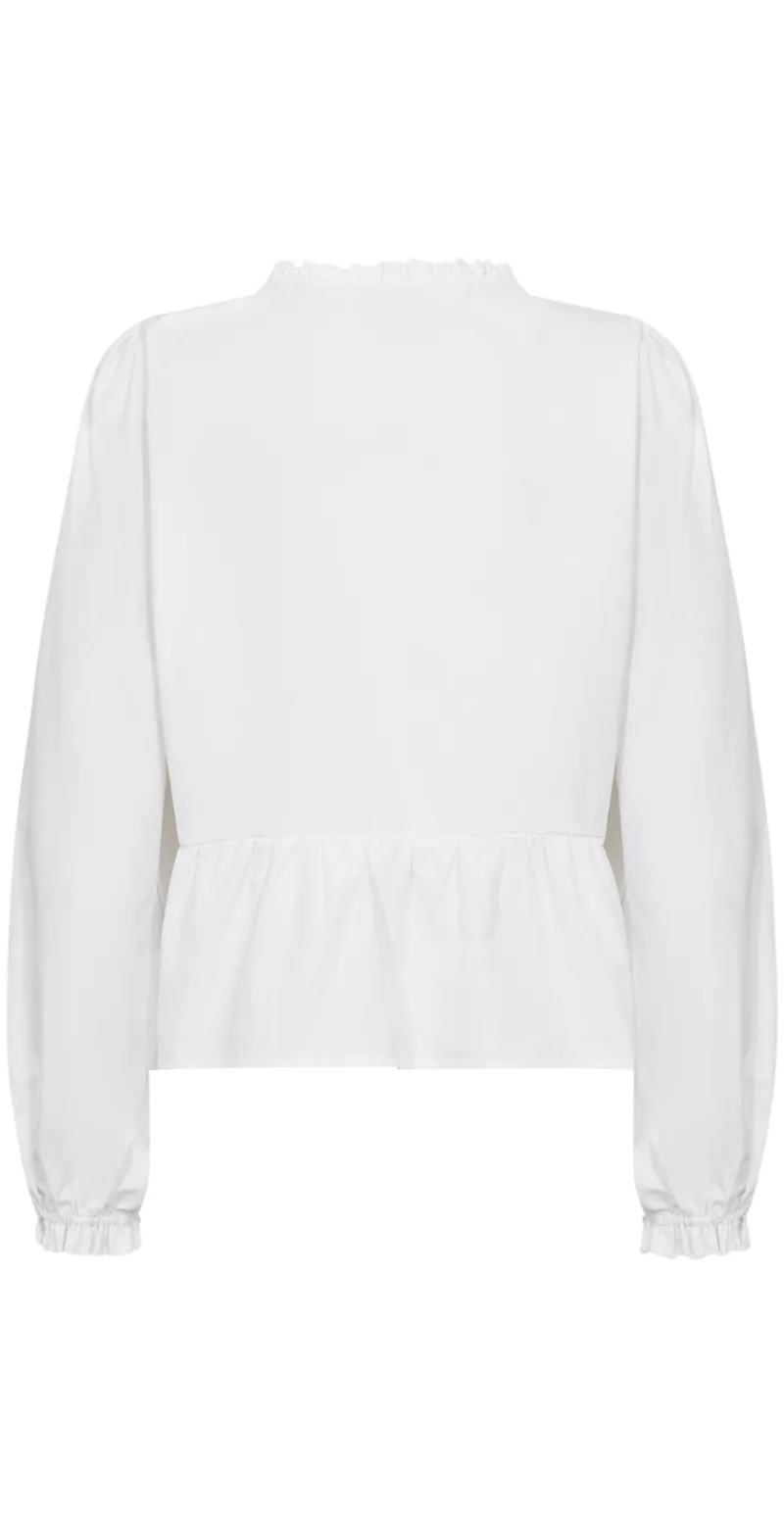 Celeste bluse med smock og v-hals hvid