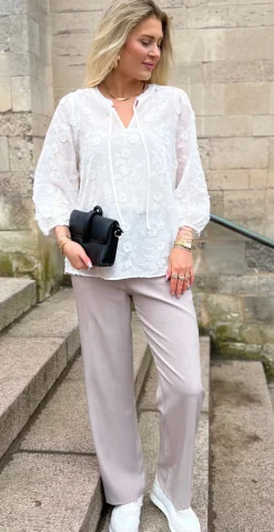 Darana bluse med blomster star off-white