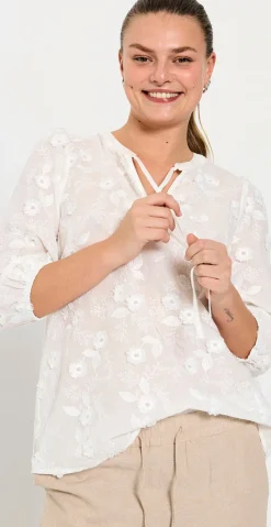 Darana bluse med blomster star off-white