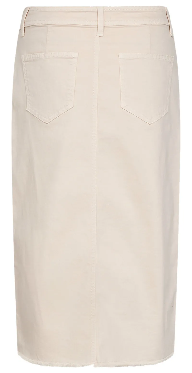 Denim nederdel creme