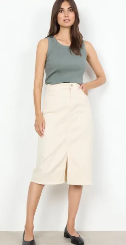 Denim nederdel creme