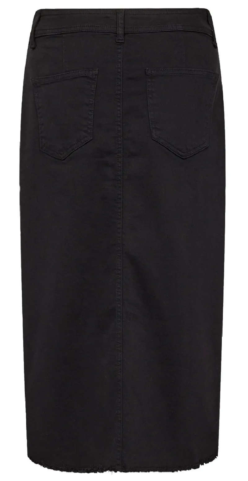 Denim nederdel sort