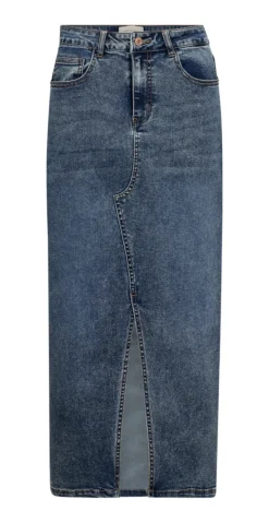 Denimnederdel med slids medium blue