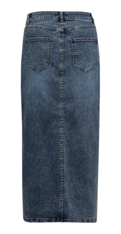 Denimnederdel med slids medium blue