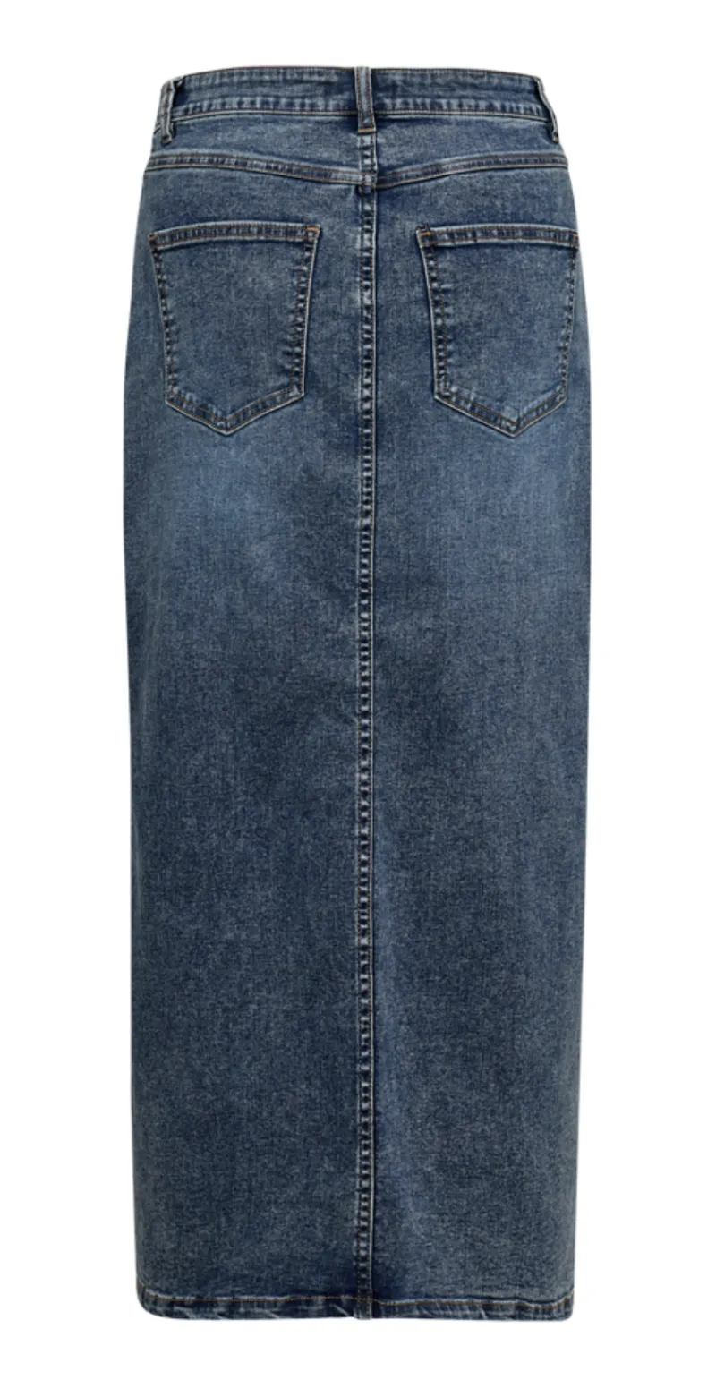 Denimnederdel med slids medium blue