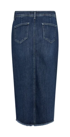 Denimnederdel med slids mørk denim