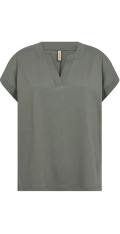 Derby t-shirt med v-hals army