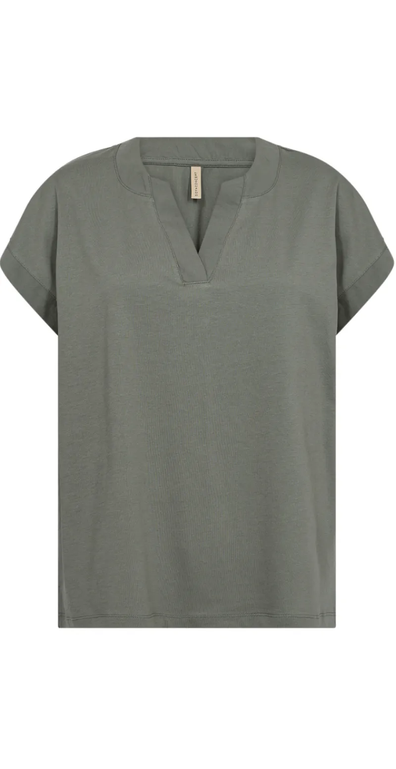 Derby t-shirt med v-hals army