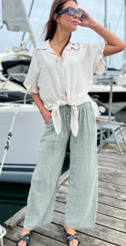 Elise stribet buks khaki Likelondon