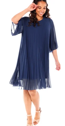 Eloise kjole med plissé navy LikeLondon