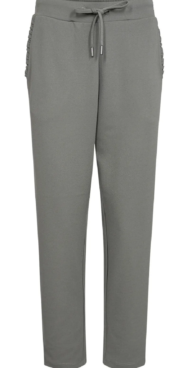 Emily 7/8 Buks med flæsedetalje ved lommerne khaki