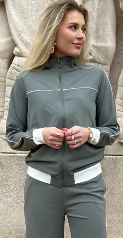 Emily jakke med stribe khaki