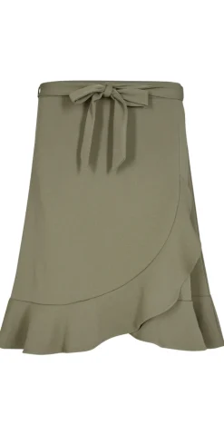 Emily nederdel med flæsedetalje khaki