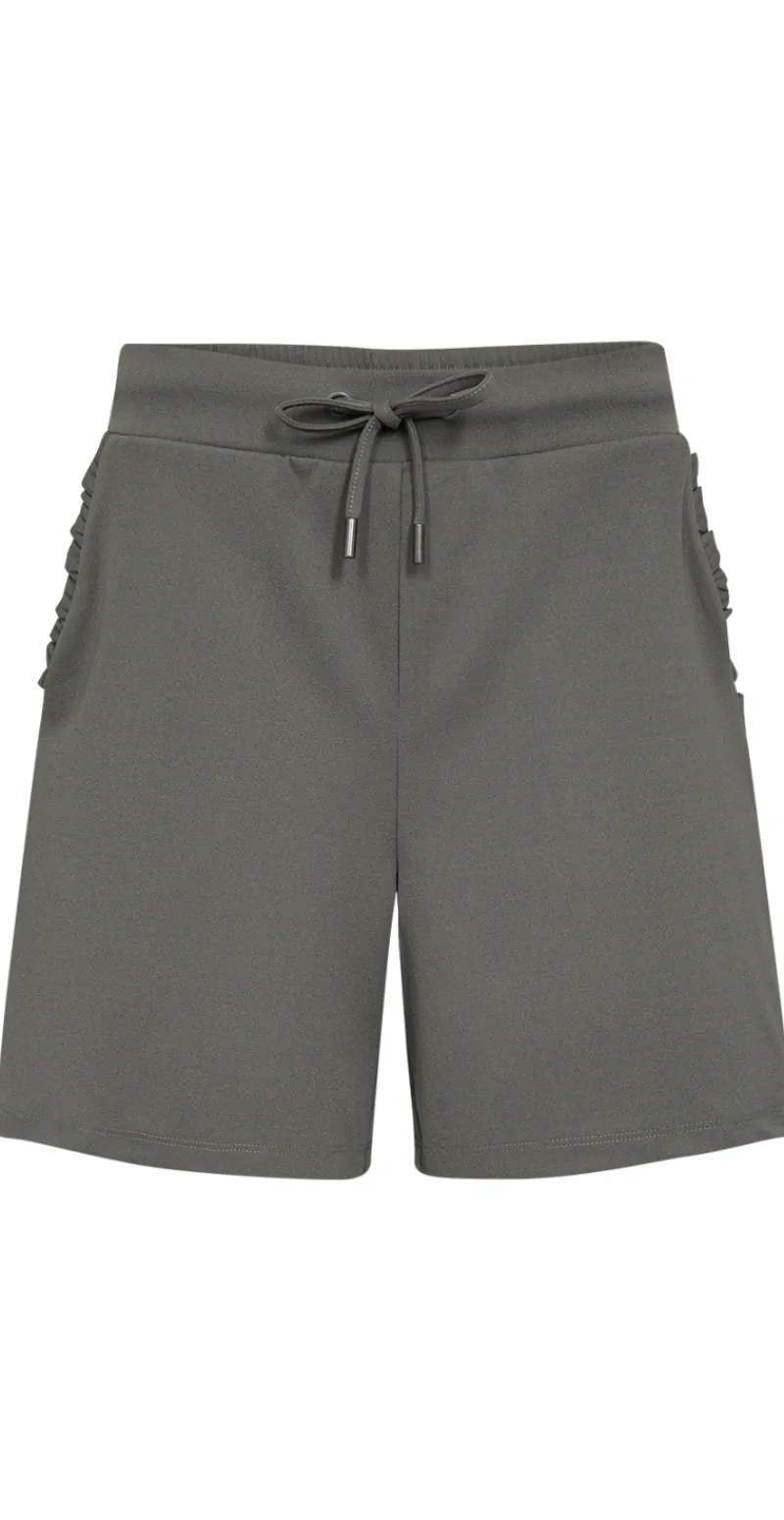 Emily shorts med flæsedetalje ved lommerne khaki