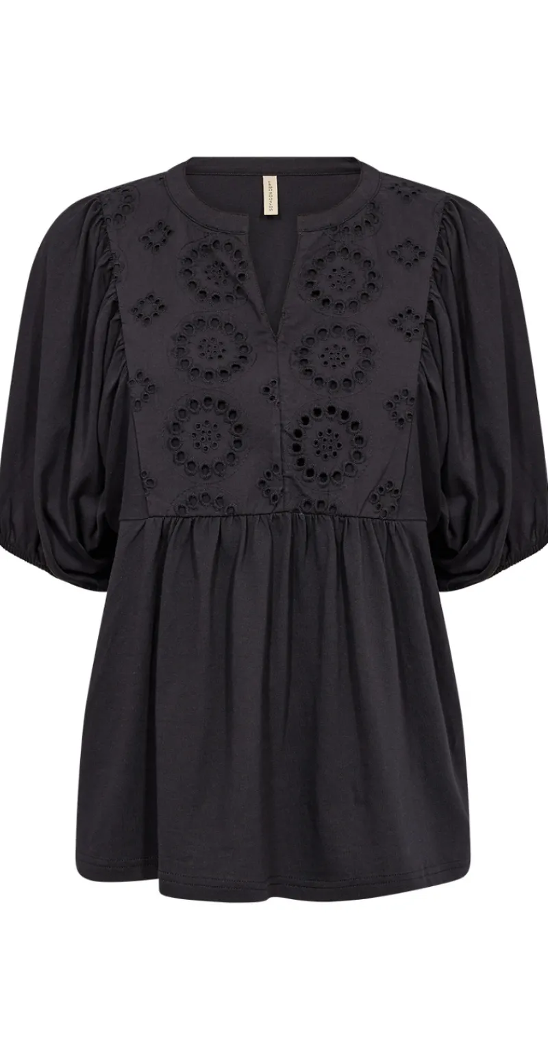 Fabia bluse med broderi anglaise sort