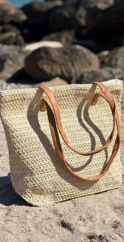Flettaske med lynlås sand LikeLondon