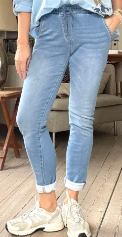 Gabby bukser med opsmøg lys denim LikeLondon